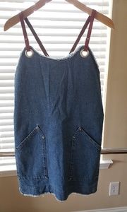MANGO Leather and denim distressed mini